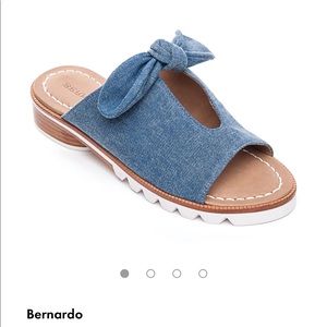Bernardo Alice Denim Bow Slide Sandals